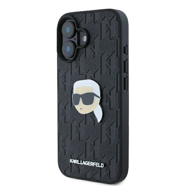 Karl Lagerfeld Monogram Karl Head Pin iPhone 16 Case - Black_1