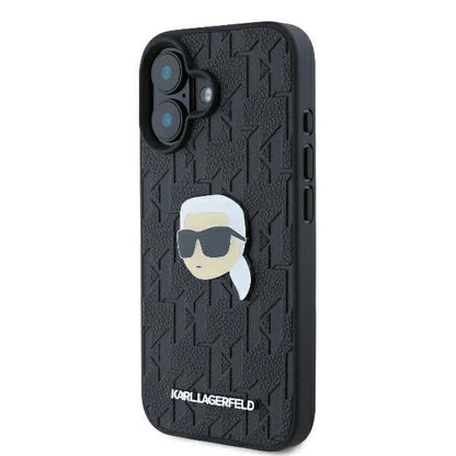Karl Lagerfeld Monogram Karl Head Pin iPhone 16 Case - Black_1