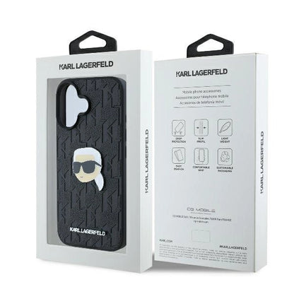 Karl Lagerfeld Monogram Karl Head Pin iPhone 16 Case - Black_7