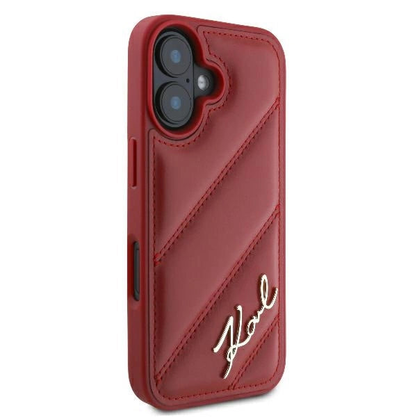 Karl Lagerfeld Diagonal Quilted Script iPhone 16 Case - Red_3