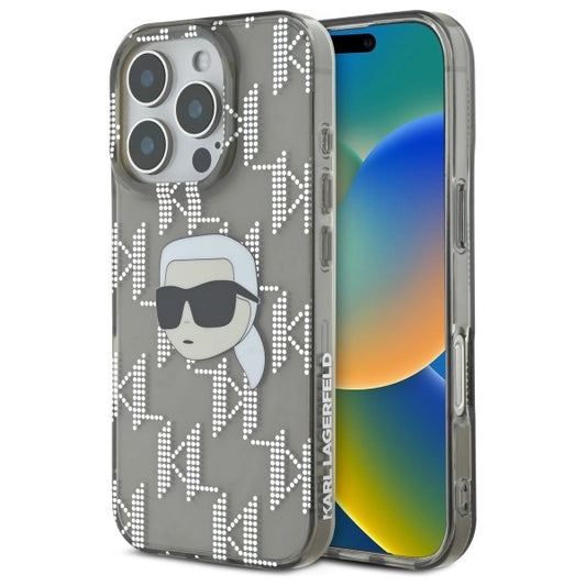 Karl Lagerfeld IML Karl Head Electroplated Case for iPhone 16 Pro Max - Black_0