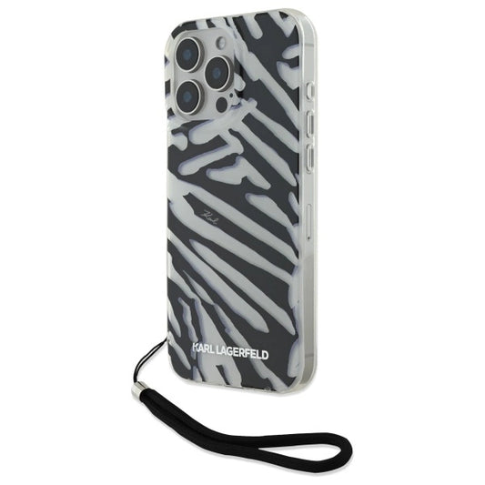 Karl Lagerfeld IML Zebra Pattern &amp; Cord iPhone 16 Pro Max Case - Black_0