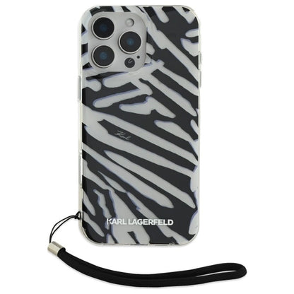 Karl Lagerfeld IML Zebra Pattern &amp; Cord iPhone 16 Pro Max Case - Black_1