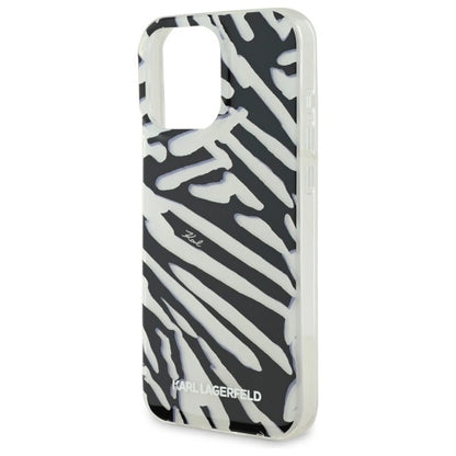 Karl Lagerfeld IML Zebra Pattern &amp; Cord iPhone 16 Pro Max Case - Black_4