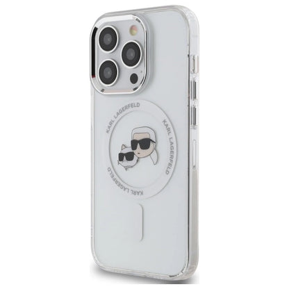 Karl Lagerfeld IML Metal Karl &amp; Choupette Head MagSafe Case for iPhone 14 Pro Max - White_1