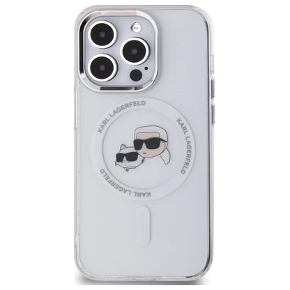 Karl Lagerfeld IML Metal Karl &amp; Choupette Head MagSafe Case for iPhone 14 Pro Max - White_2