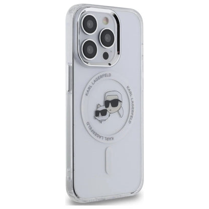 Karl Lagerfeld IML Metal Karl &amp; Choupette Head MagSafe Case for iPhone 14 Pro Max - White_3