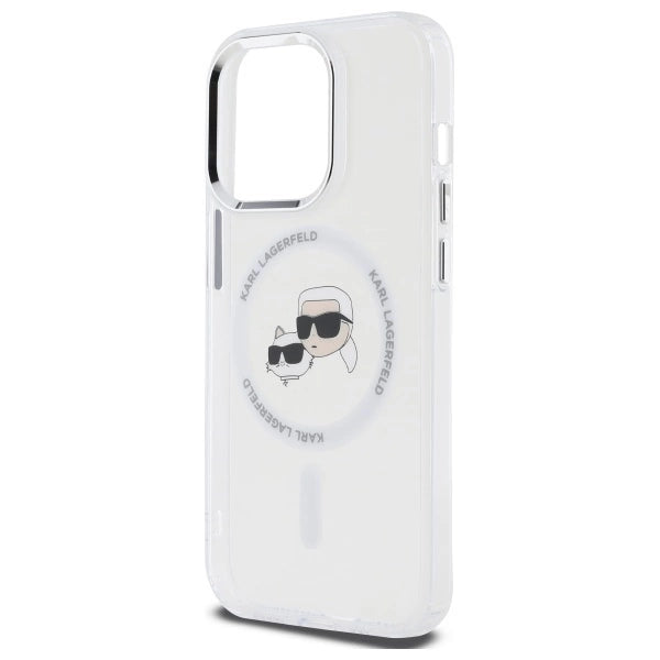 Karl Lagerfeld IML Metal Karl &amp; Choupette Head MagSafe Case for iPhone 14 Pro Max - White_5