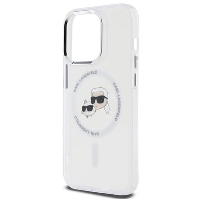 Karl Lagerfeld IML Metal Karl &amp; Choupette Head MagSafe Case for iPhone 14 Pro Max - White_5
