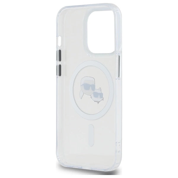 Karl Lagerfeld IML Metal Karl &amp; Choupette Head MagSafe Case for iPhone 14 Pro Max - White_6