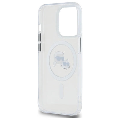 Karl Lagerfeld IML Metal Karl &amp; Choupette Head MagSafe Case for iPhone 14 Pro Max - White_6