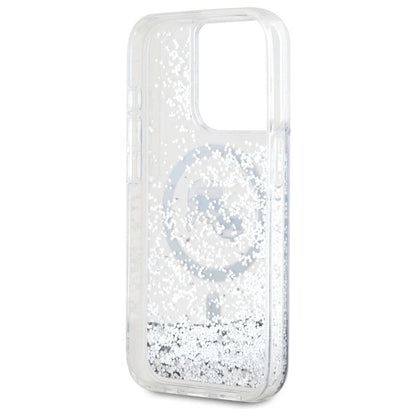 Karl Lagerfeld Liquid Glitter Karl &amp; Choupette Head Magsafe iPhone 15 Pro Case - Clear_6