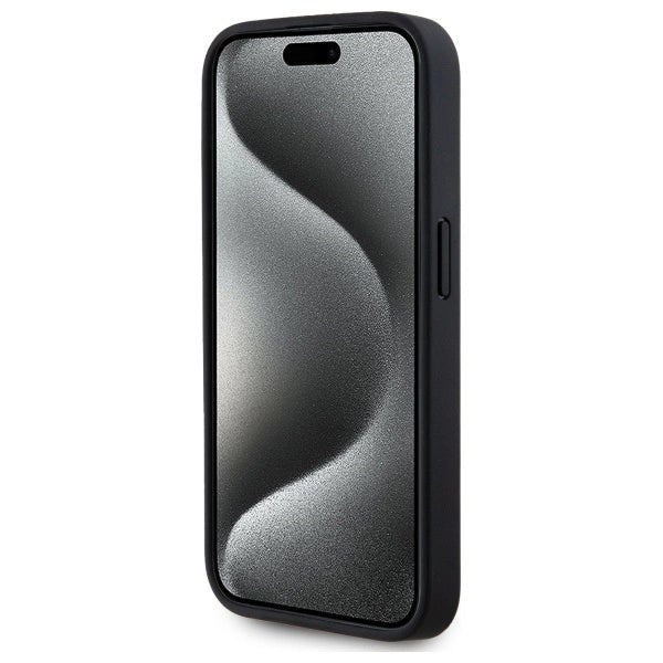 Karl Lagerfeld Leather Monogram Metal Logo MagSafe iPhone 15 Pro Case - Black_4