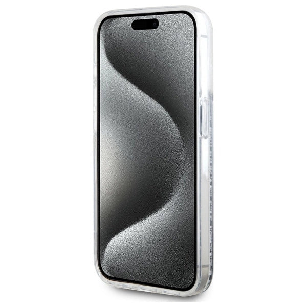 Karl Lagerfeld Liquid Glitter Karl &amp; Choupette Head Magsafe Case for iPhone 15 Pro Max - Clear_4