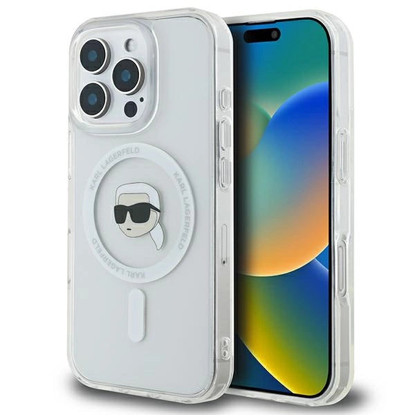 Karl Lagerfeld IML Metal Karl Head MagSafe Case for iPhone 16 Pro - White_0