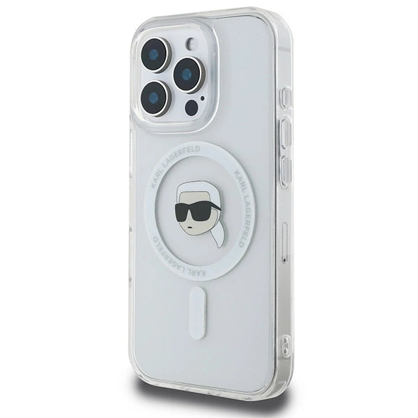 Karl Lagerfeld IML Metal Karl Head MagSafe Case for iPhone 16 Pro - White_1