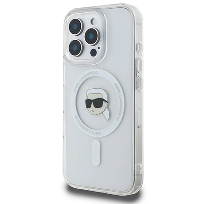 Karl Lagerfeld IML Metal Karl Head MagSafe Case for iPhone 16 Pro - White_1
