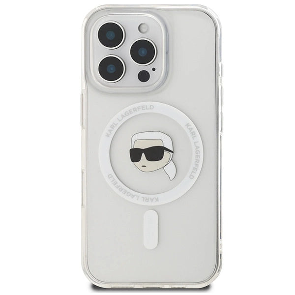 Karl Lagerfeld IML Metal Karl Head MagSafe Case for iPhone 16 Pro - White_2