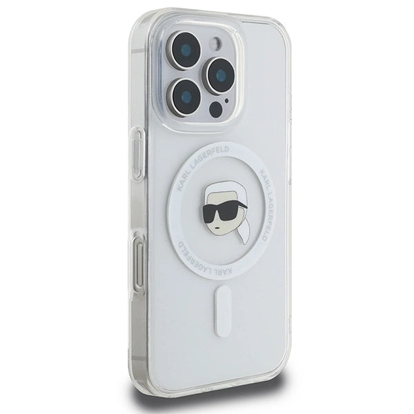 Karl Lagerfeld IML Metal Karl Head MagSafe Case for iPhone 16 Pro - White_3