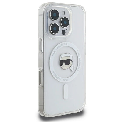 Karl Lagerfeld IML Metal Karl Head MagSafe Case for iPhone 16 Pro - White_3
