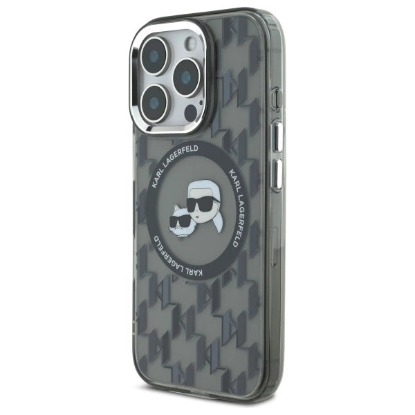 Karl Lagerfeld IML Monogram Karl &amp; Choupette Head MagSafe iPhone 16 Pro Case - Black_1