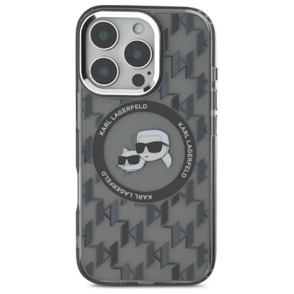 Karl Lagerfeld IML Monogram Karl &amp; Choupette Head MagSafe iPhone 16 Pro Case - Black_2