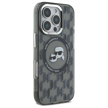 Karl Lagerfeld IML Monogram Karl &amp; Choupette Head MagSafe iPhone 16 Pro Case - Black_3