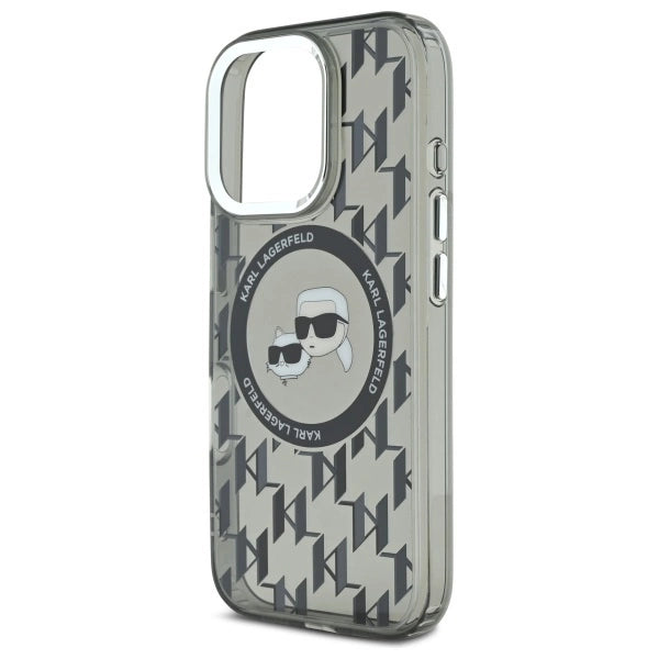Karl Lagerfeld IML Monogram Karl &amp; Choupette Head MagSafe iPhone 16 Pro Case - Black_5