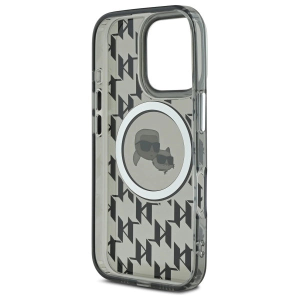 Karl Lagerfeld IML Monogram Karl &amp; Choupette Head MagSafe iPhone 16 Pro Case - Black_6