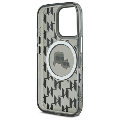 Karl Lagerfeld IML Monogram Karl &amp; Choupette Head MagSafe iPhone 16 Pro Case - Black_6