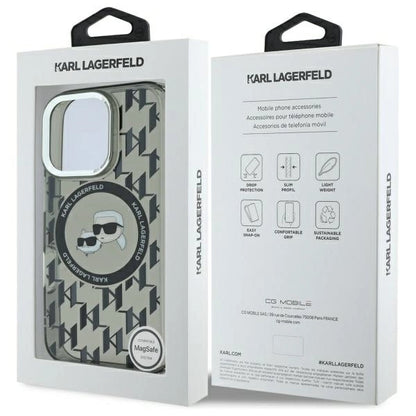 Karl Lagerfeld IML Monogram Karl &amp; Choupette Head MagSafe iPhone 16 Pro Case - Black_7