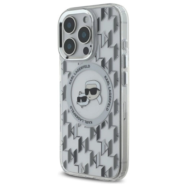 Karl Lagerfeld IML Monogram Karl &amp; Choupette Head MagSafe iPhone 16 Pro Case - Clear_1