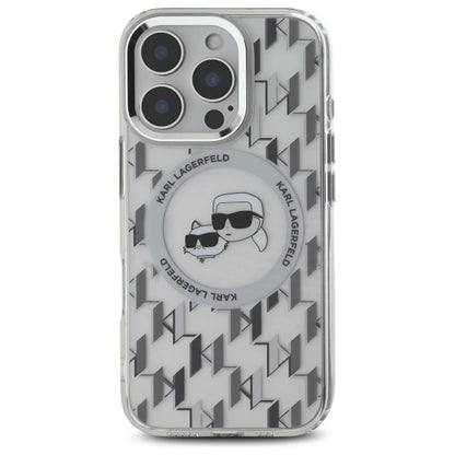 Karl Lagerfeld IML Monogram Karl &amp; Choupette Head MagSafe iPhone 16 Pro Case - Clear_2