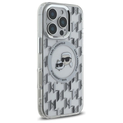 Karl Lagerfeld IML Monogram Karl &amp; Choupette Head MagSafe iPhone 16 Pro Case - Clear_3