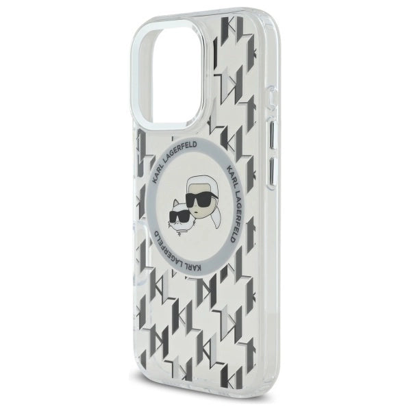 Karl Lagerfeld IML Monogram Karl &amp; Choupette Head MagSafe iPhone 16 Pro Case - Clear_5