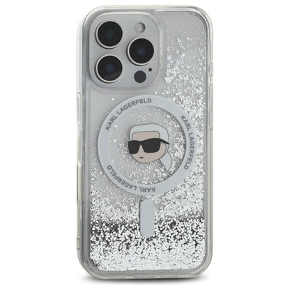 Karl Lagerfeld Liquid Glitter Karl Head Magsafe Case for iPhone 16 Pro - Clear_2