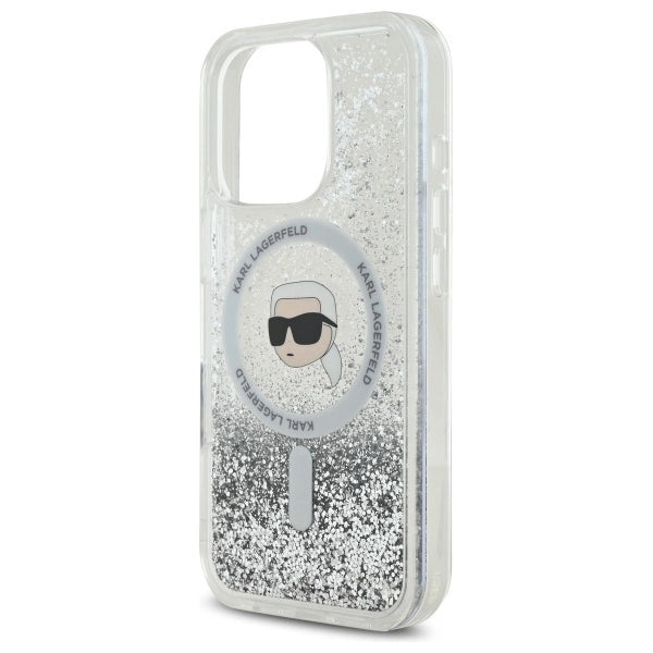 Karl Lagerfeld Liquid Glitter Karl Head Magsafe Case for iPhone 16 Pro - Clear_5