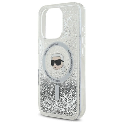Karl Lagerfeld Liquid Glitter Karl Head Magsafe Case for iPhone 16 Pro - Clear_5