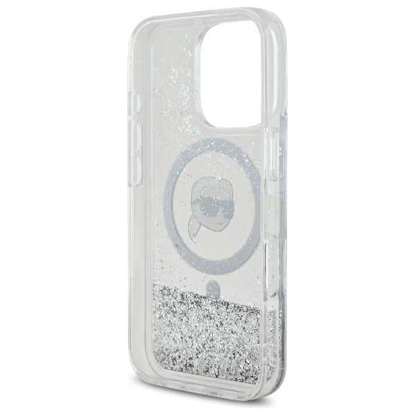 Karl Lagerfeld Liquid Glitter Karl Head Magsafe Case for iPhone 16 Pro - Clear_6