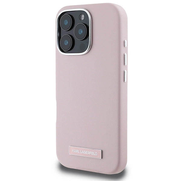 Karl Lagerfeld FW Metal Plate MagSafe iPhone 16 Pro Case - Pink_1