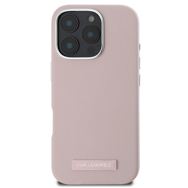 Karl Lagerfeld FW Metal Plate MagSafe iPhone 16 Pro Case - Pink_2