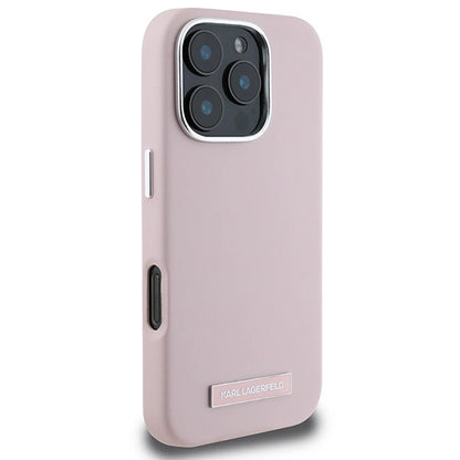 Karl Lagerfeld FW Metal Plate MagSafe iPhone 16 Pro Case - Pink_3