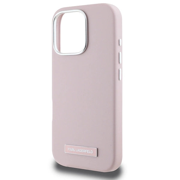 Karl Lagerfeld FW Metal Plate MagSafe iPhone 16 Pro Case - Pink_5