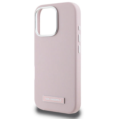 Karl Lagerfeld FW Metal Plate MagSafe iPhone 16 Pro Case - Pink_5