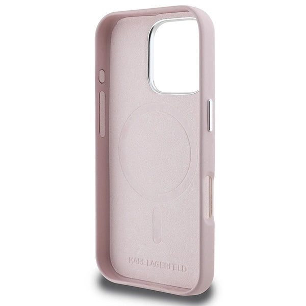 Karl Lagerfeld FW Metal Plate MagSafe iPhone 16 Pro Case - Pink_6