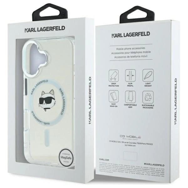 Karl Lagerfeld IML Metal Choupette Head MagSafe case for iPhone 16 Plus - white_7