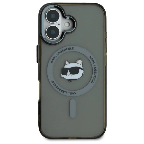 Karl Lagerfeld IML Metal Choupette Head MagSafe iPhone 16 Plus Case - Black_2