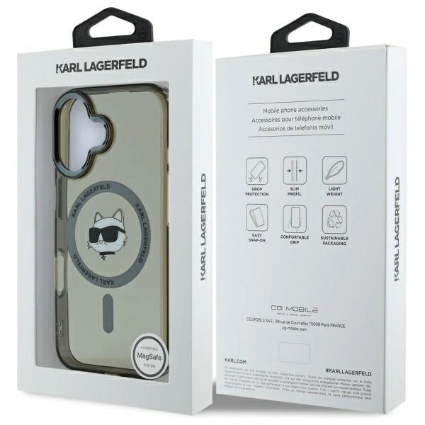 Karl Lagerfeld IML Metal Choupette Head MagSafe iPhone 16 Plus Case - Black_7