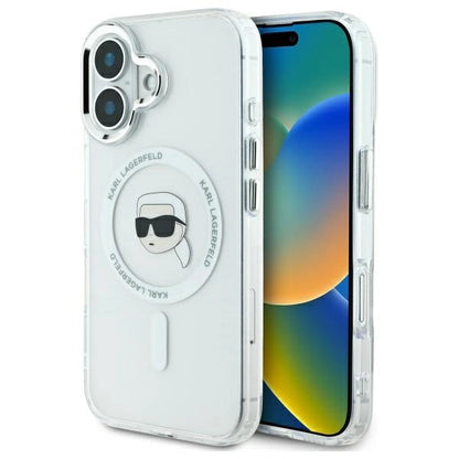 Karl Lagerfeld IML Metal Karl Head MagSafe Case for iPhone 16 Plus - White_0