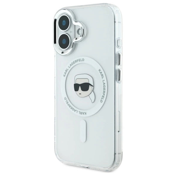 Karl Lagerfeld IML Metal Karl Head MagSafe Case for iPhone 16 Plus - White_1